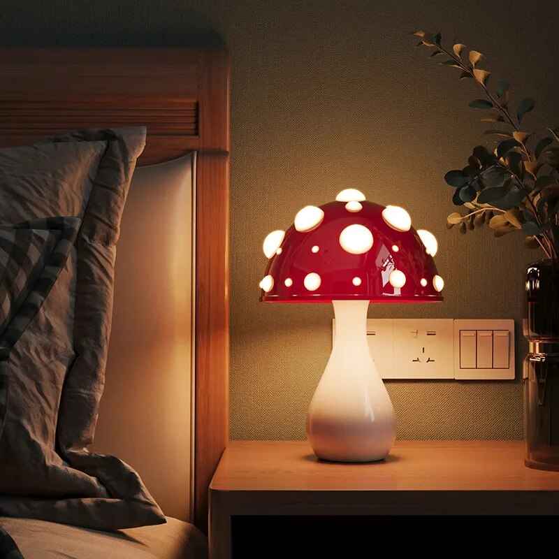 MushLight Table Lamp - Modern Mushroom Nightstand Light